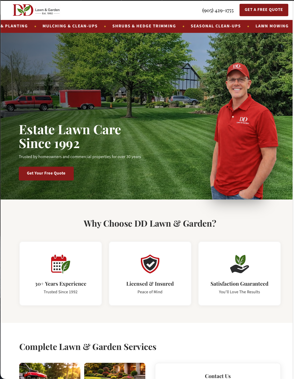 DD Lawn & Garden website built by Duck Duck Goose