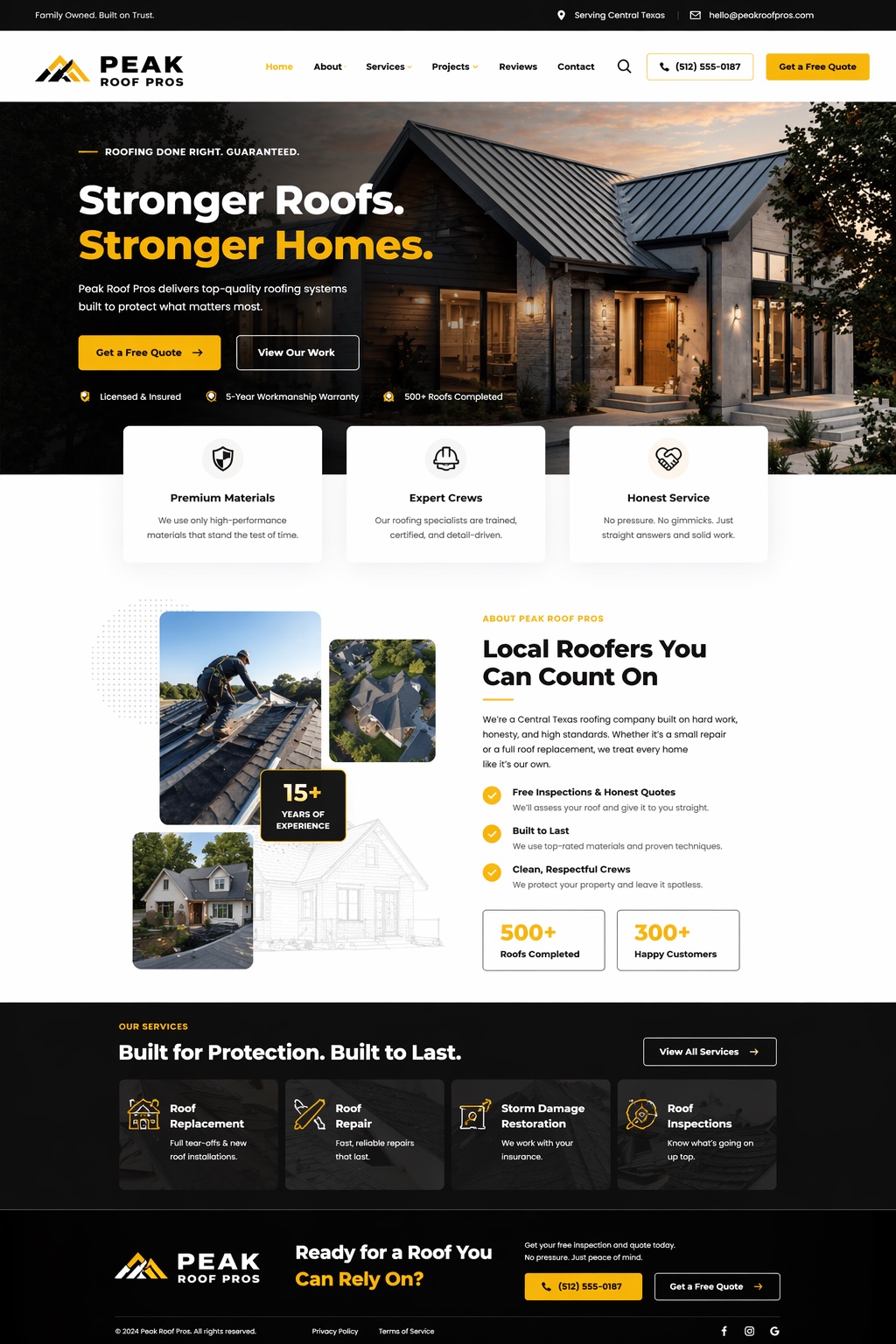 Example trade business website built by Duck Duck Goose